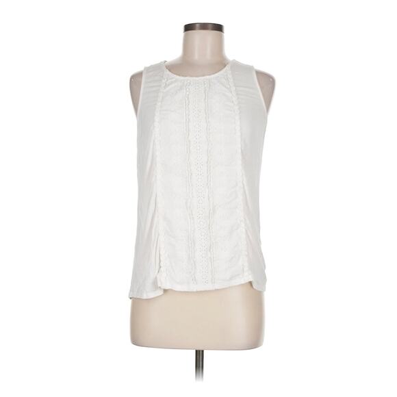 Anthropologie Skies are Blue White Embroidered Sleeveless Tank XSP - Picture 2 of 15